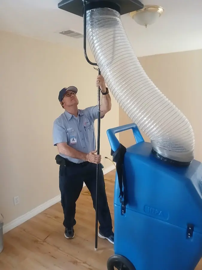 HVAC Installation technician using HEPA equipment in Linden
